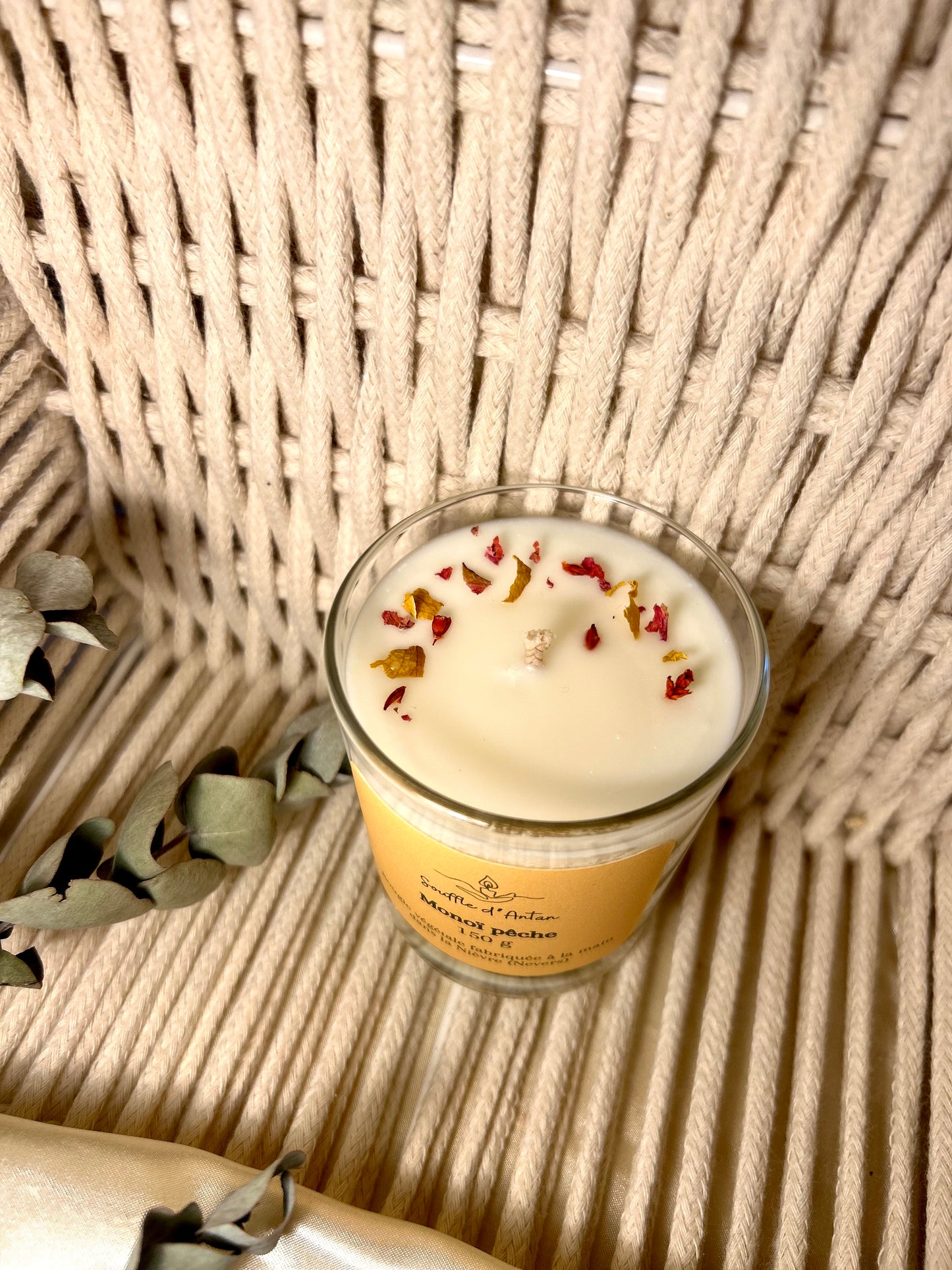 Bougie Monoï pêche 150g
