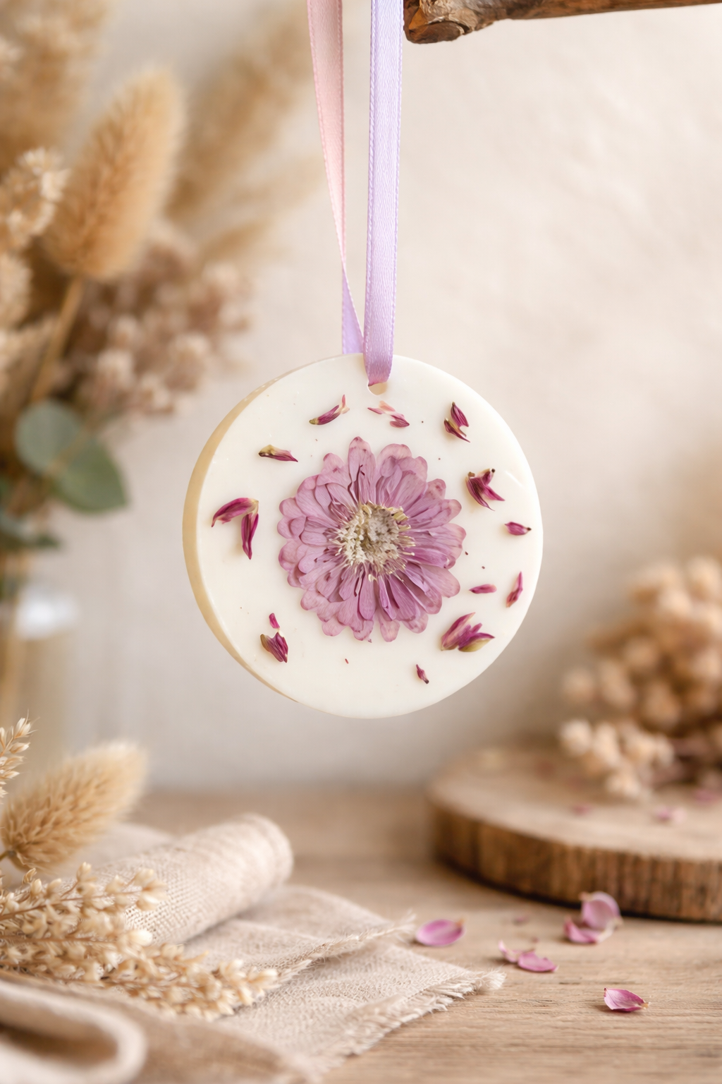 Suspension parfumée ronde - fleur de coton
